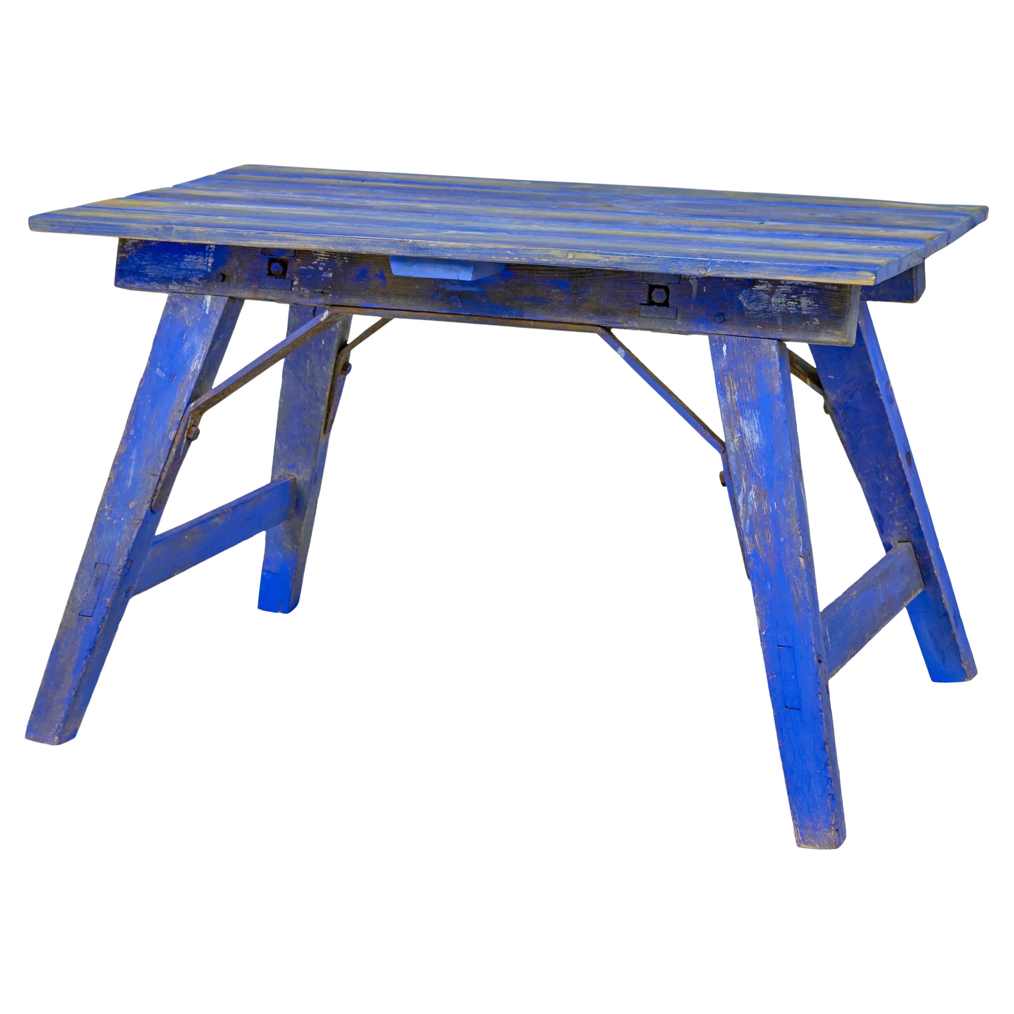 Early 20th century painted pine work table