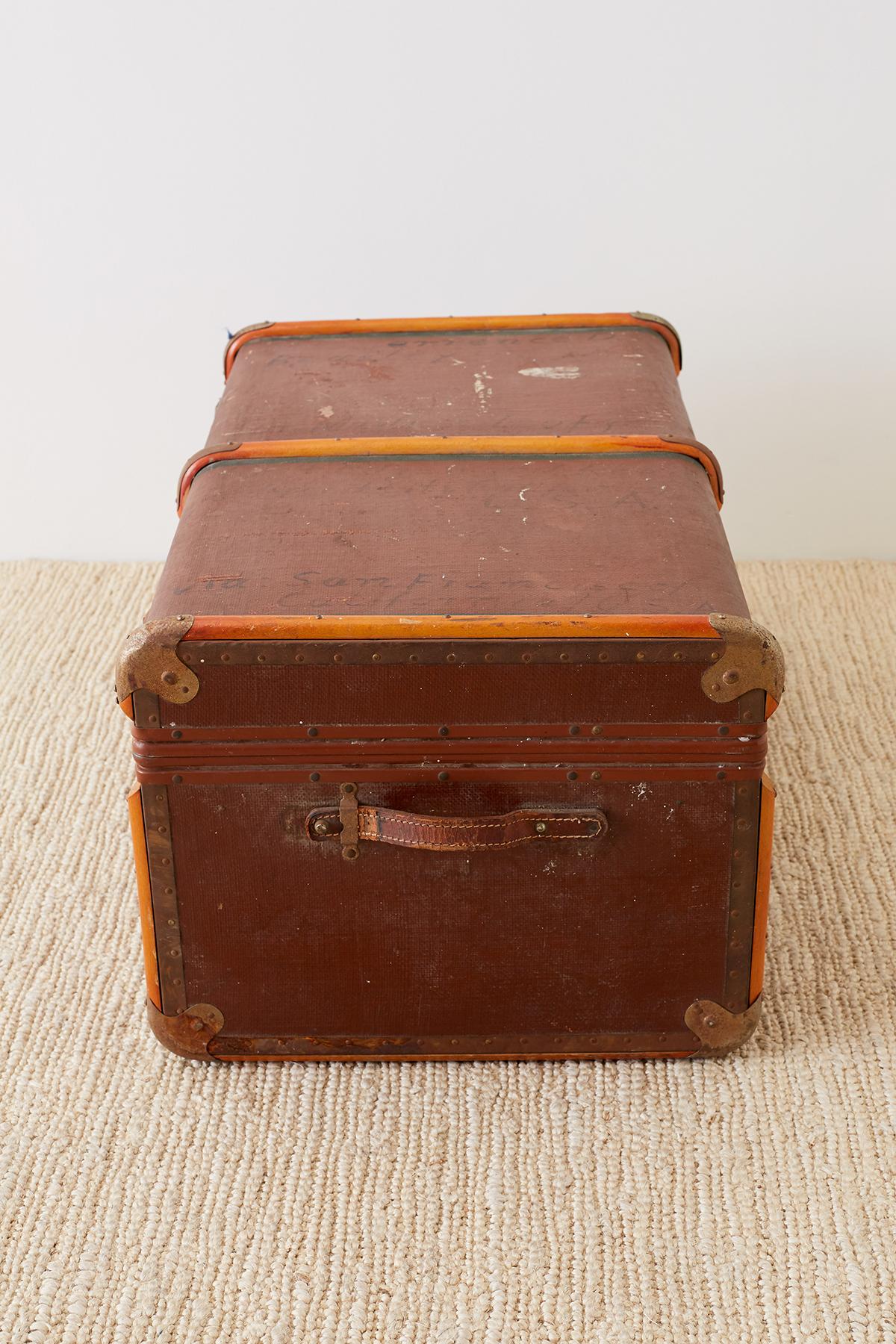Early 20th Century Painted Steamer Travel Trunk 4