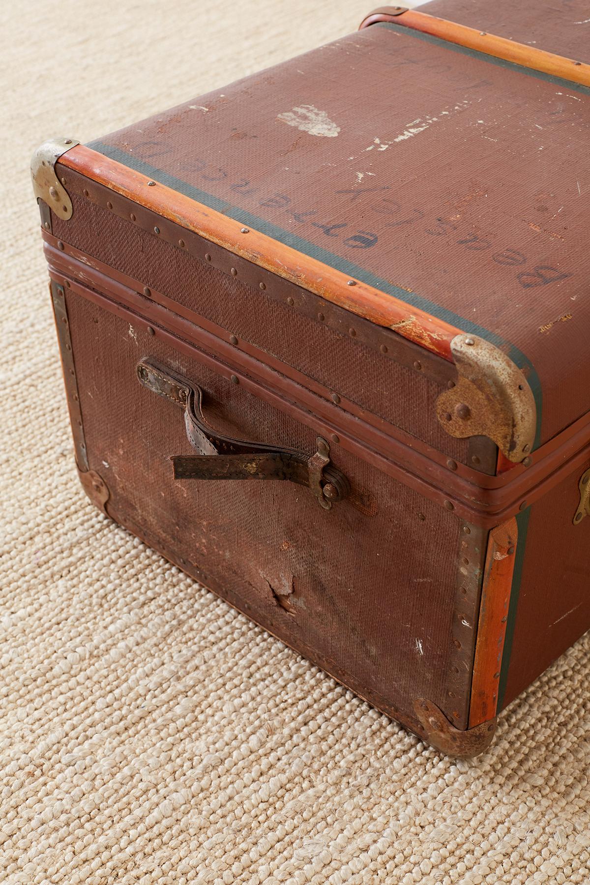 Early 20th Century Painted Steamer Travel Trunk 8