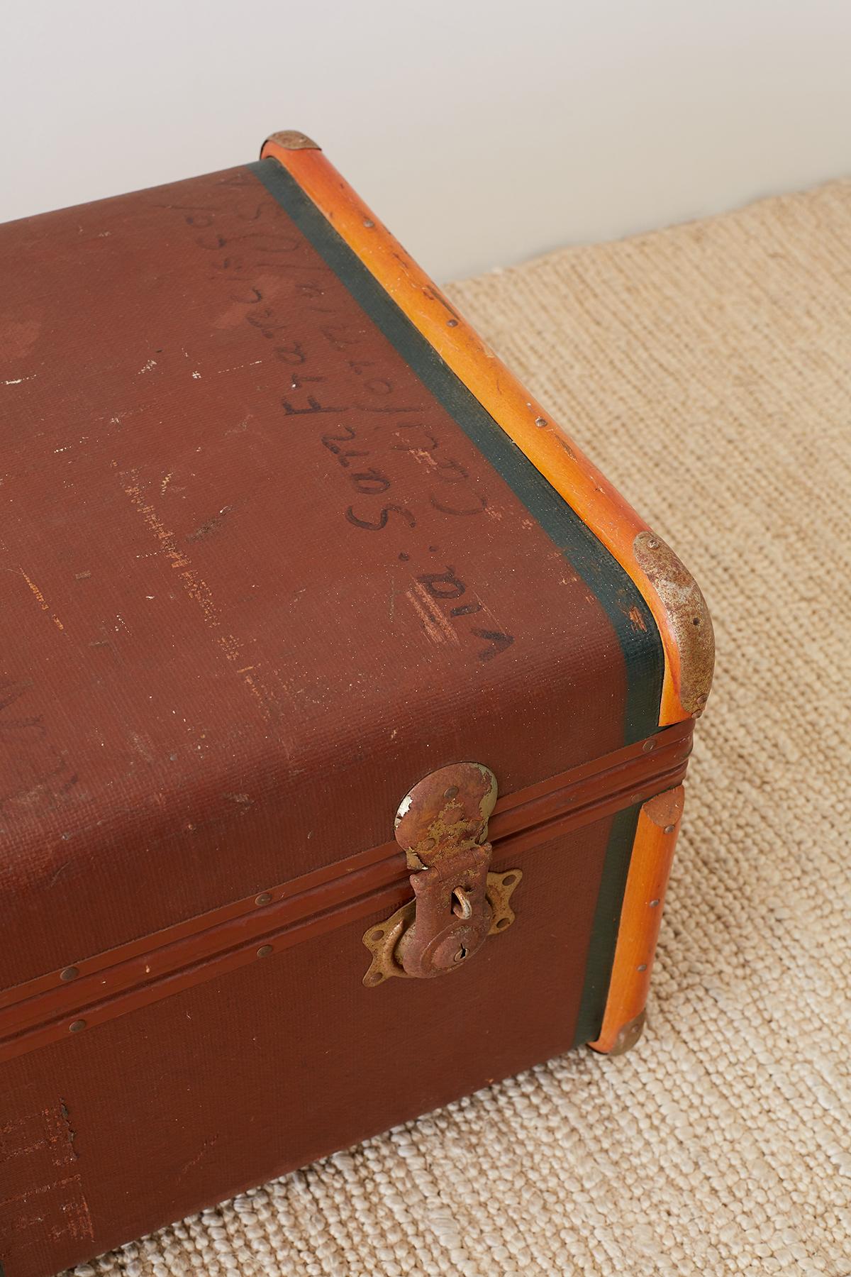 Early 20th Century Painted Steamer Travel Trunk 1