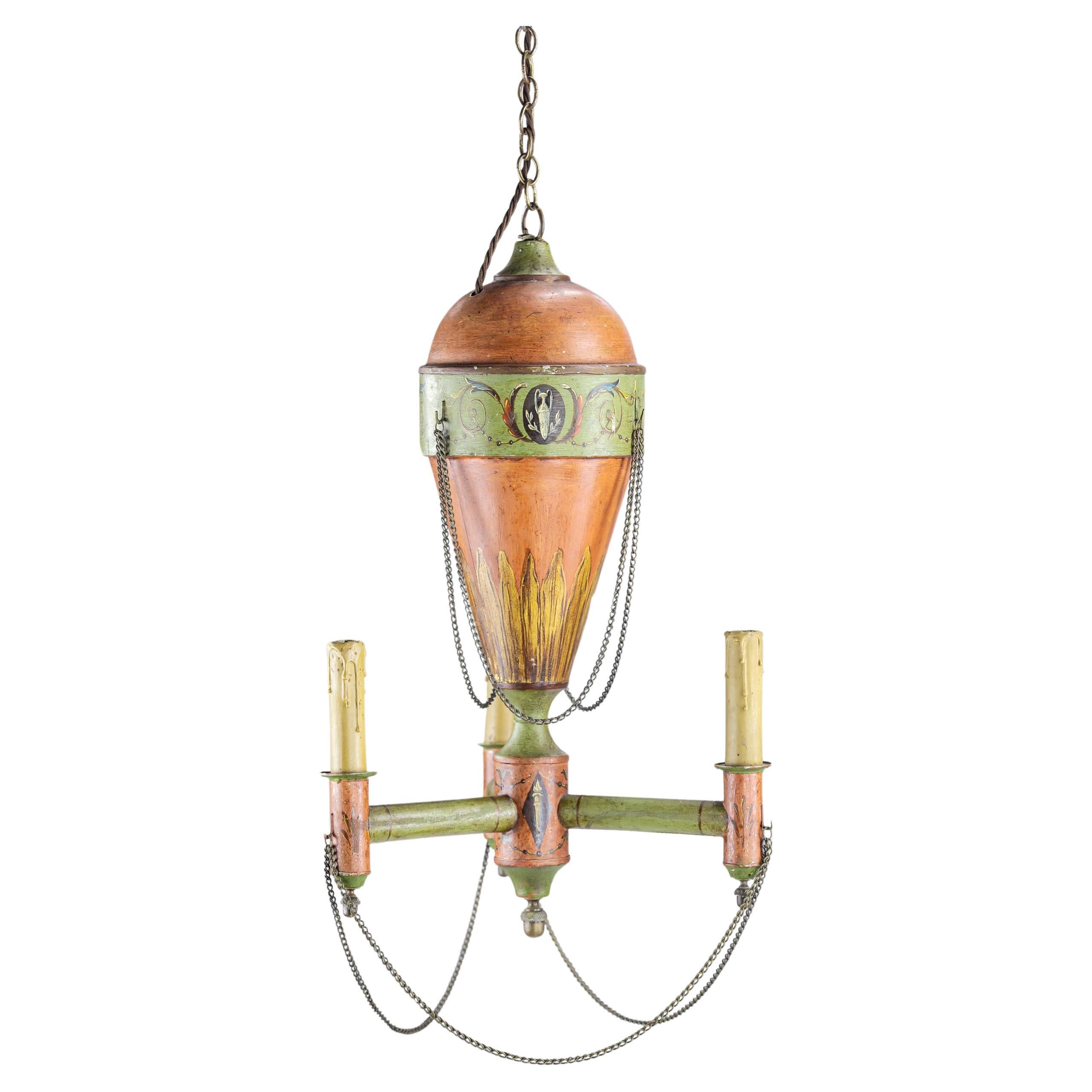 Early 20th Century Painted Tole Hot Air Balloon Chandelier For Sale