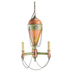 Antique Early 20th Century Painted Tole Hot Air Balloon Chandelier