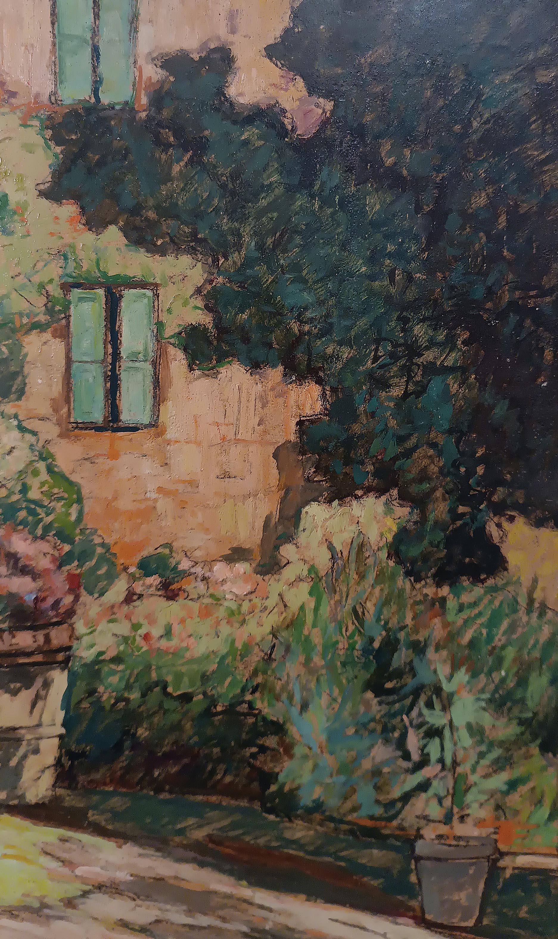 EARLY 20th CENTURY PAINTING GLIMMER OF GARDEN In Good Condition For Sale In Firenze, FI