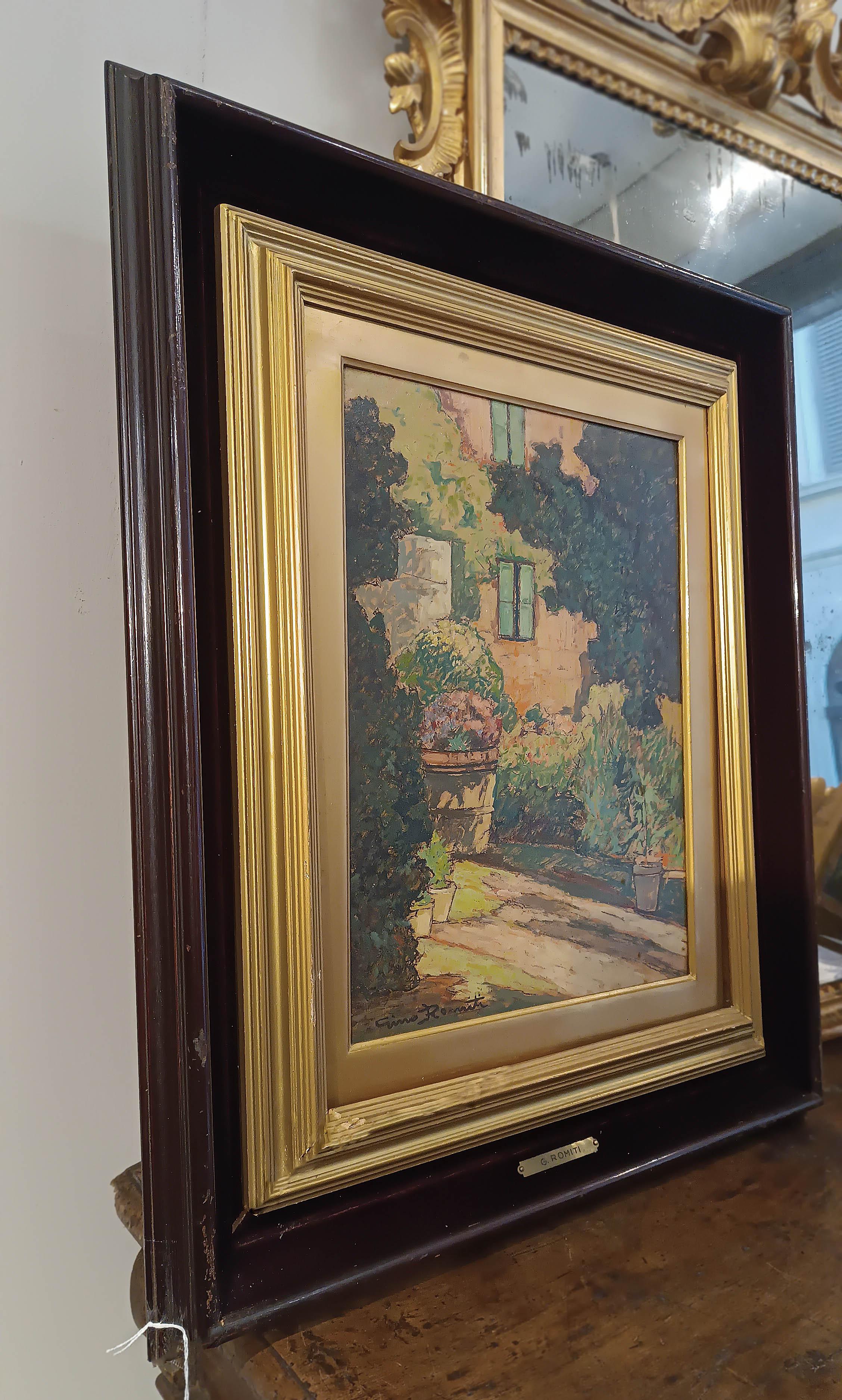 EARLY 20th CENTURY PAINTING GLIMMER OF GARDEN For Sale 2
