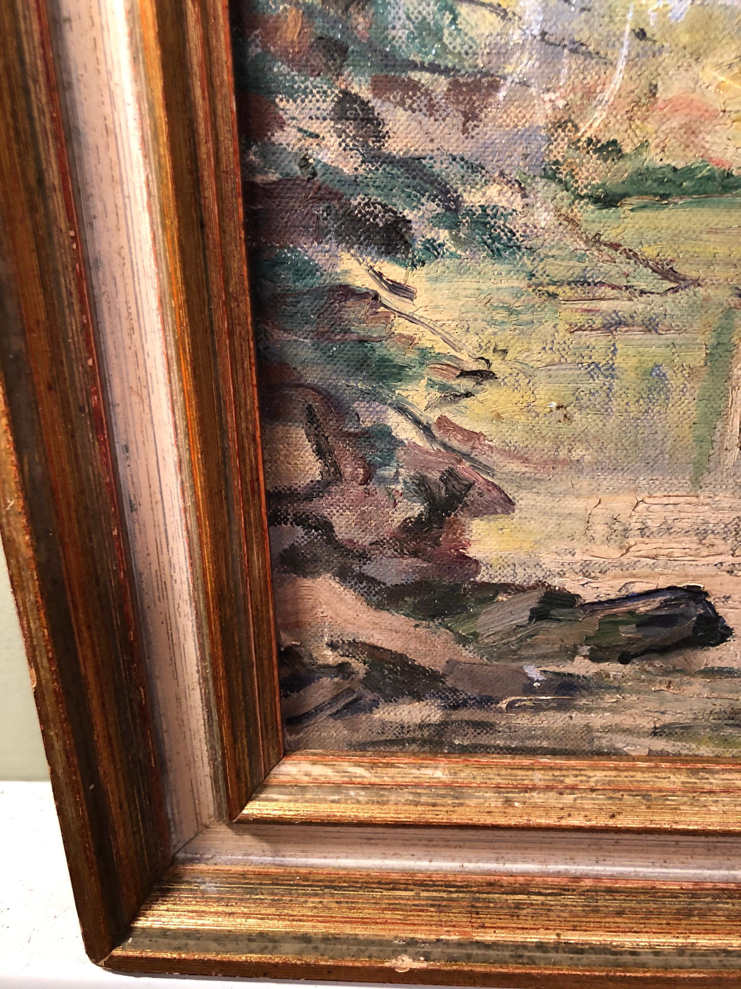 Peinture du début du 20e siècle représentant un cours d'eau en vente 9