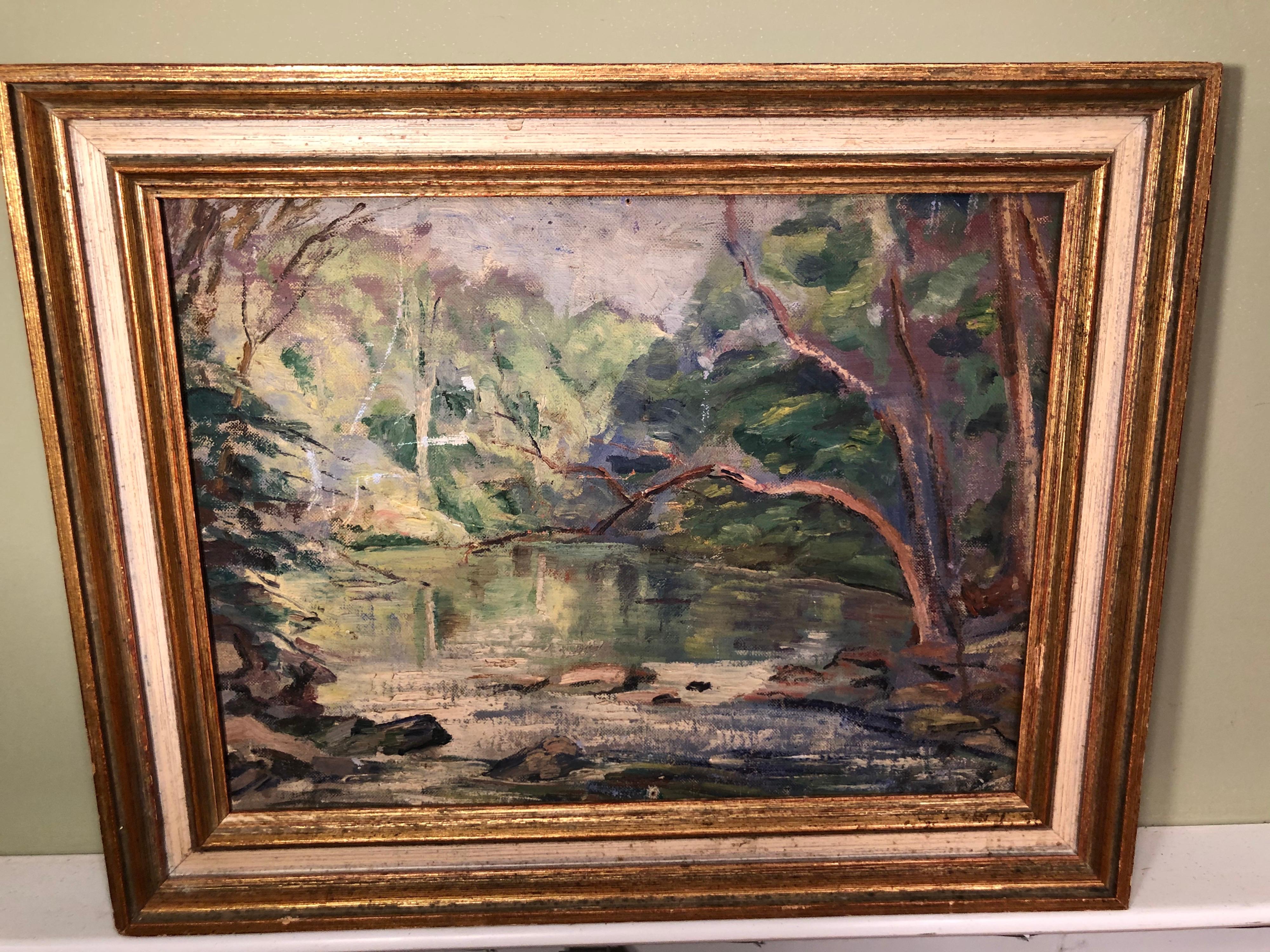 Early 20th Century Painting of a Stream In Good Condition For Sale In Redding, CT