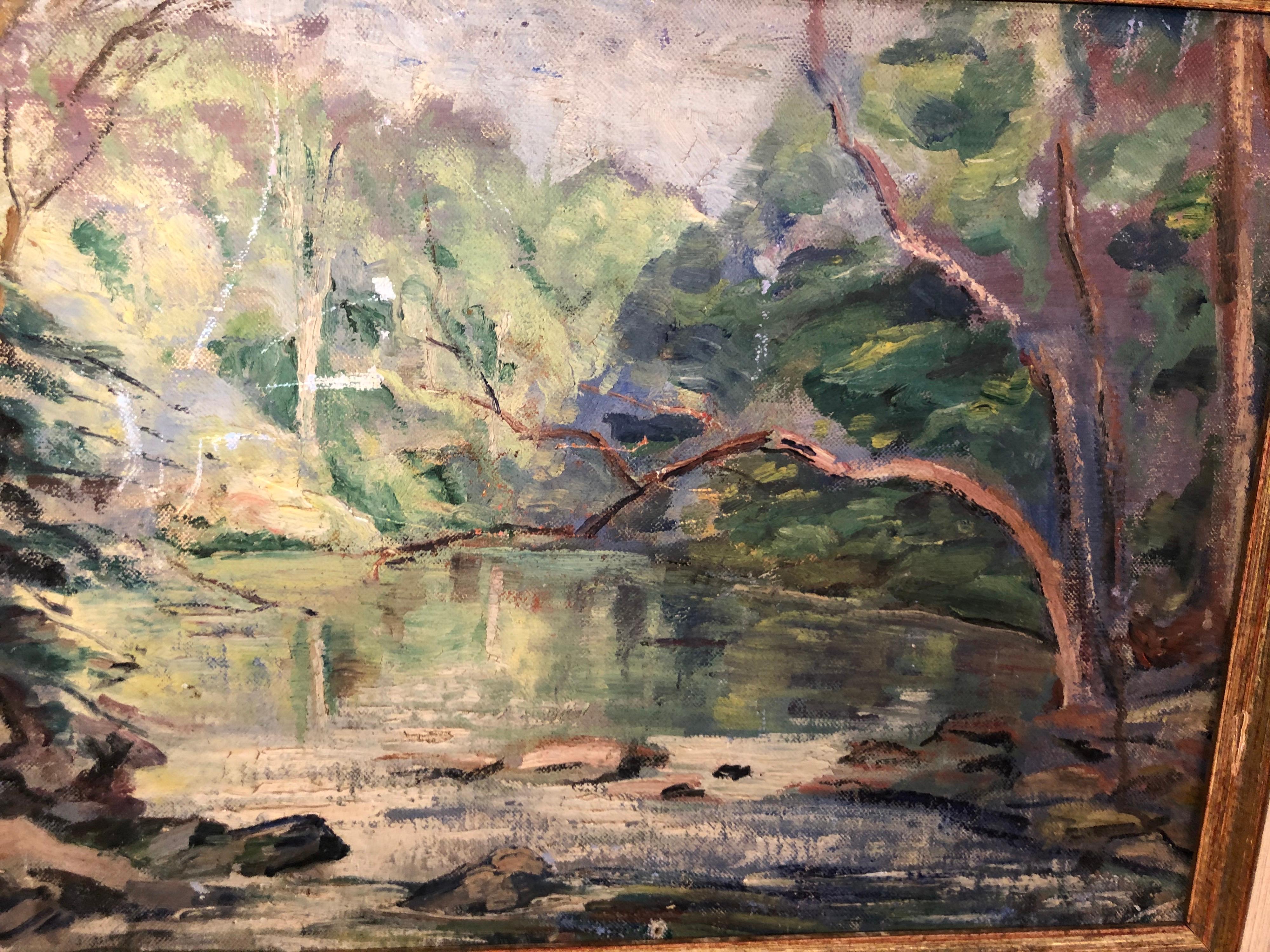 Early 20th Century Painting of a Stream For Sale 1