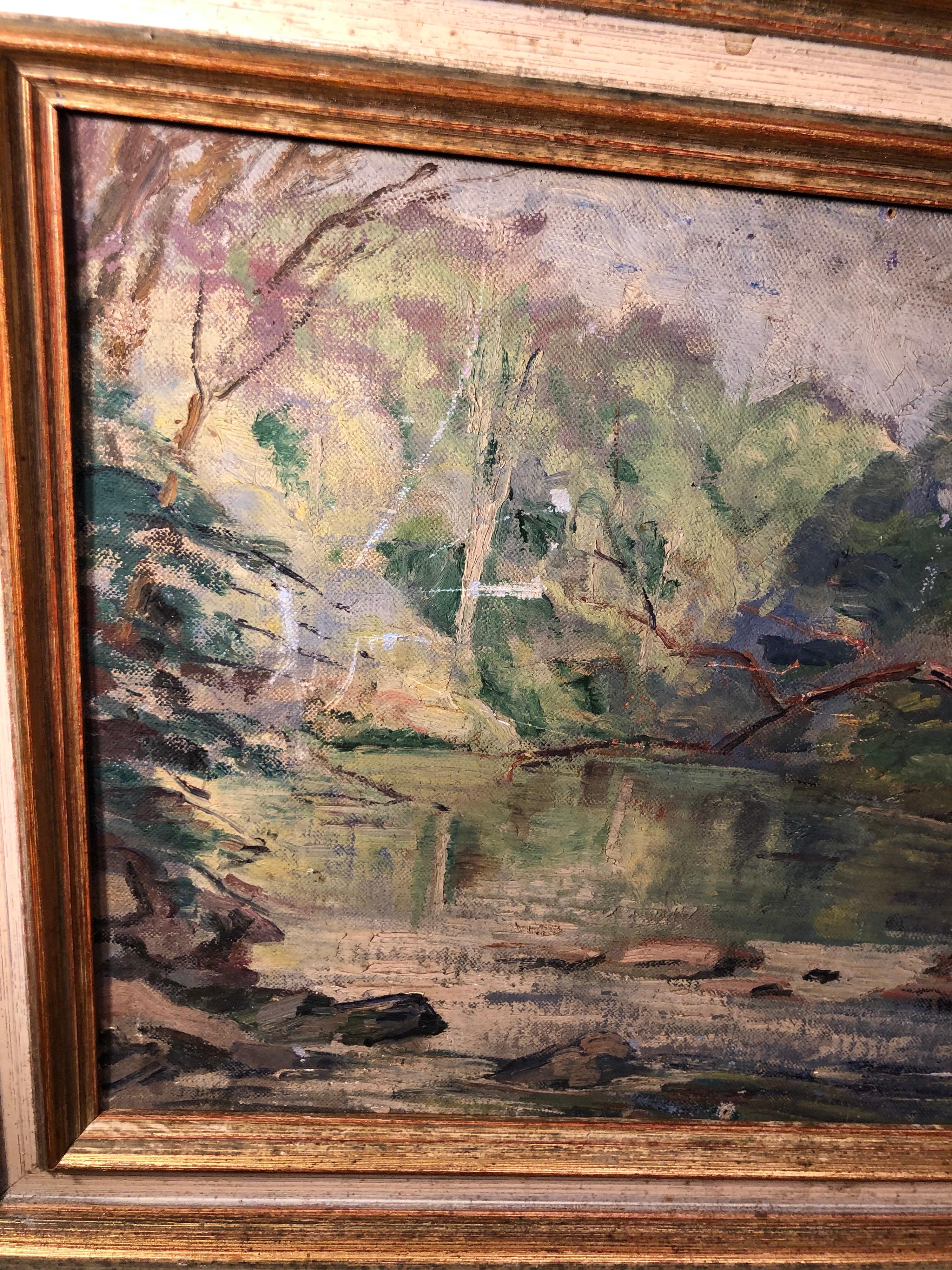 Peinture du début du 20e siècle représentant un cours d'eau en vente 1