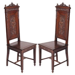 Used Early 20th Century Pair Eclectic Venice Chairs in Walnut by Testolini Frères