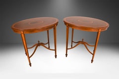 Early 20th Century Pair Edwardian-Style Mahogany and Satinwood Inlaid Side Table