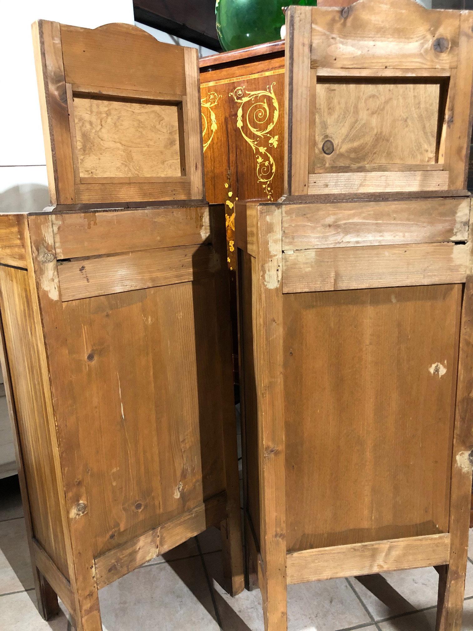 20th Century Pair of Nightstands Walnut with Pink Marble For Sale 3