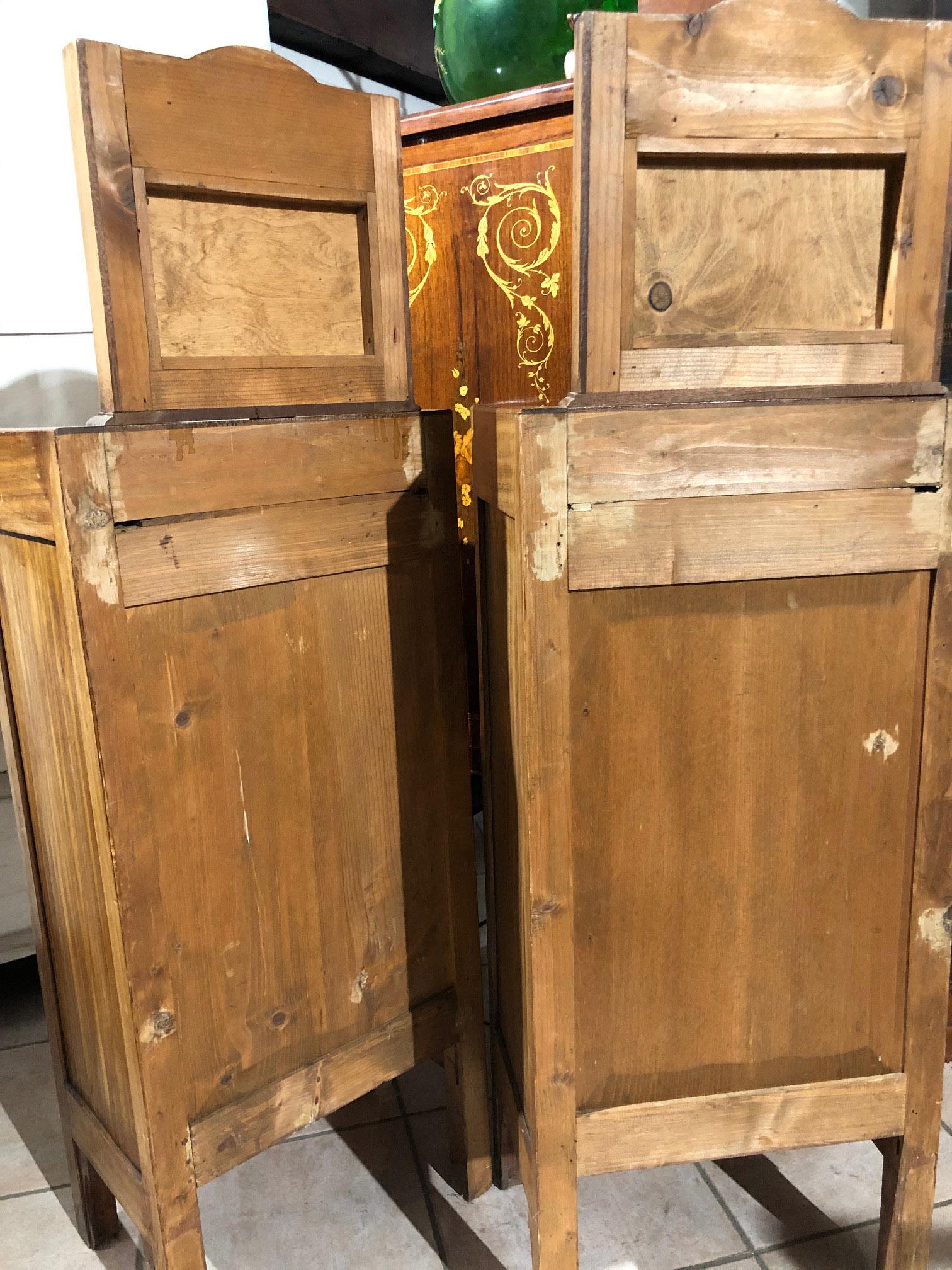  20th Century Pair of Nightstands Walnut with Pink Marble For Sale 3