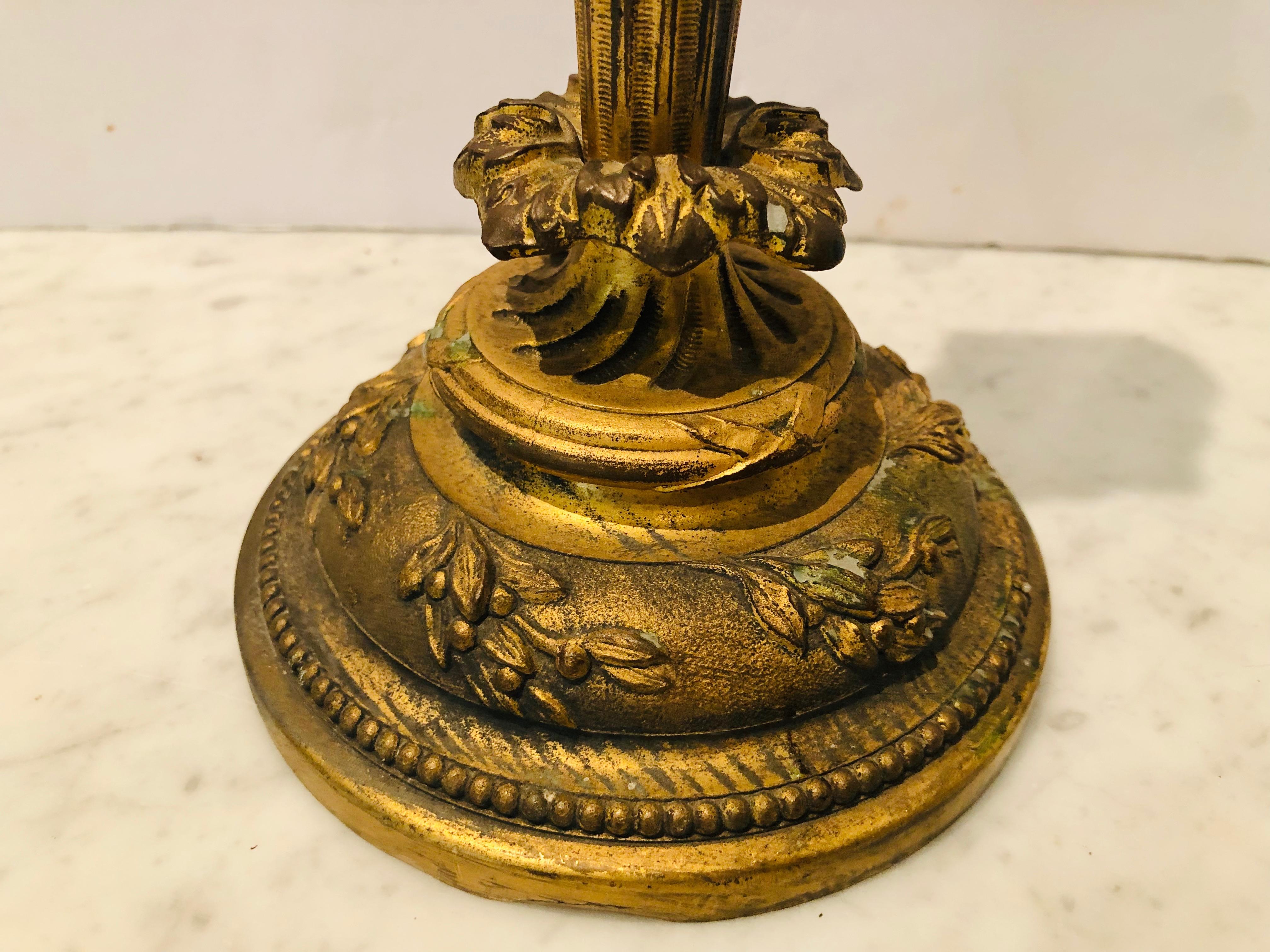 Early 20th Century Pair of Antique Bronze Candlesticks In Excellent Condition For Sale In Hopewell, NJ