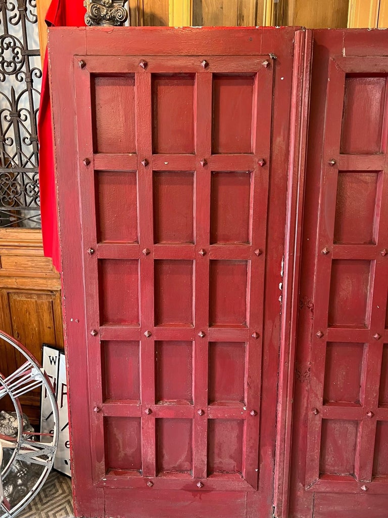 Early 20th Century Pair of Antique Wooden Doors with Panels For Sale at