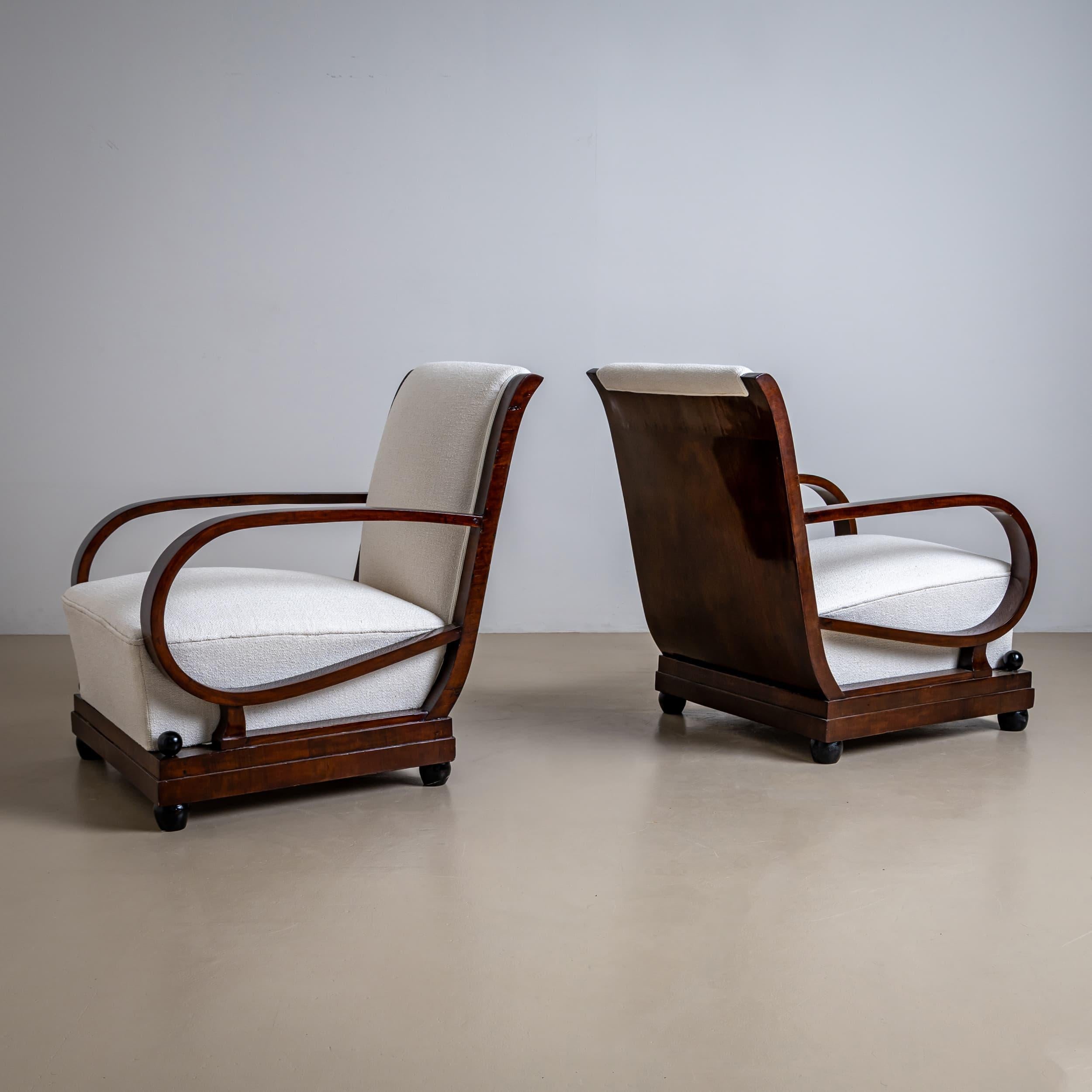 Début du 20e siècle Paire de fauteuils Art Déco, Italie Bon état - En vente à New York, NY