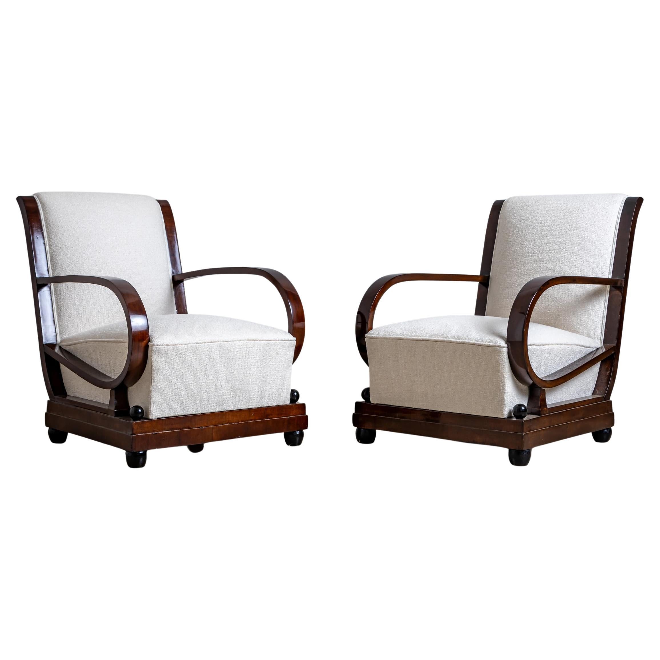 Early 20th Century Pair of Art Deco Armchairs, Italy