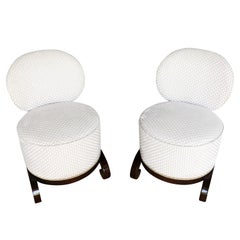 Coppia di cassettiere in mogano Art Déco vintage del XX secolo, sedie laterali