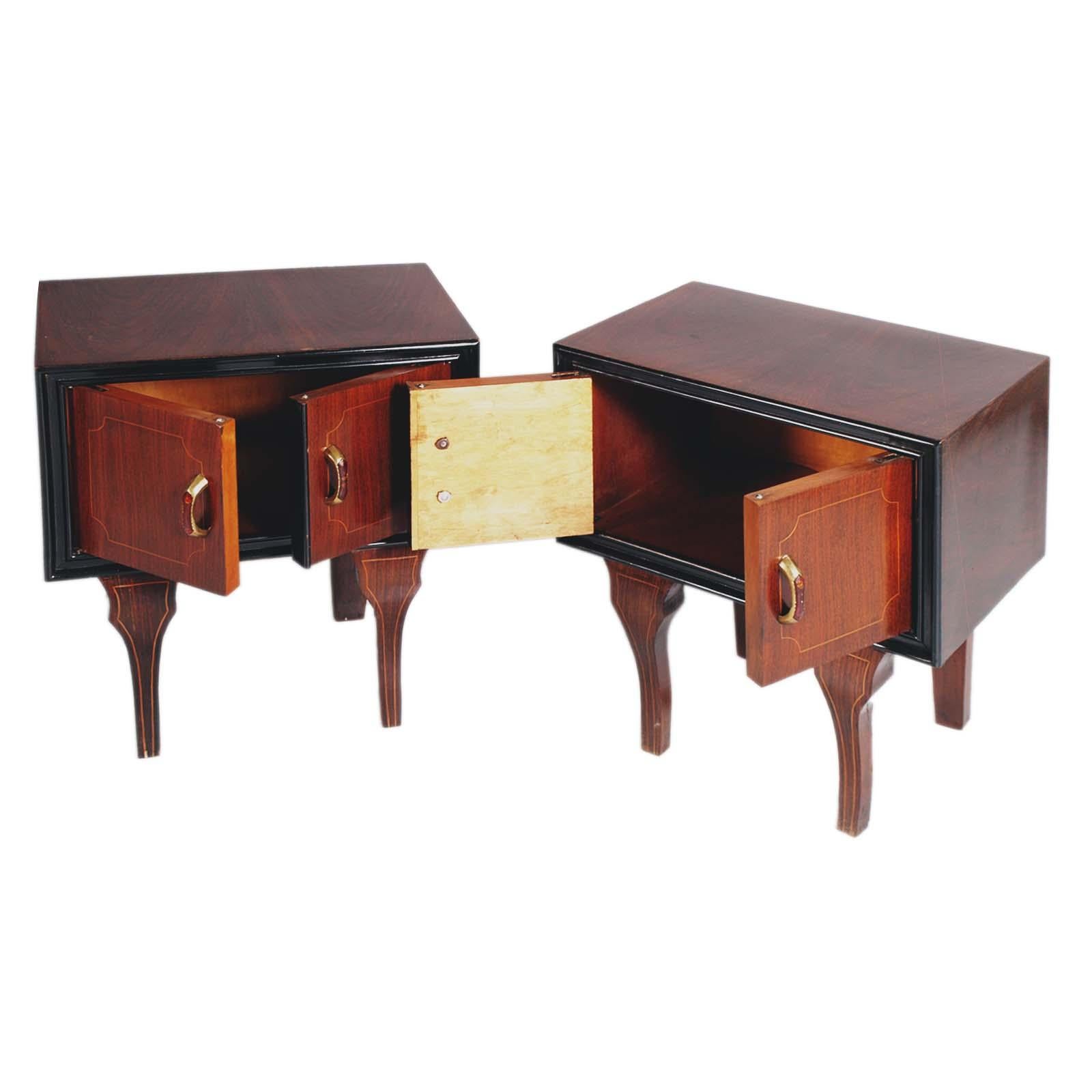 Art Deco Early 20th Century Pair of Art Decò Nightstands Tables by Testolini Venice For Sale