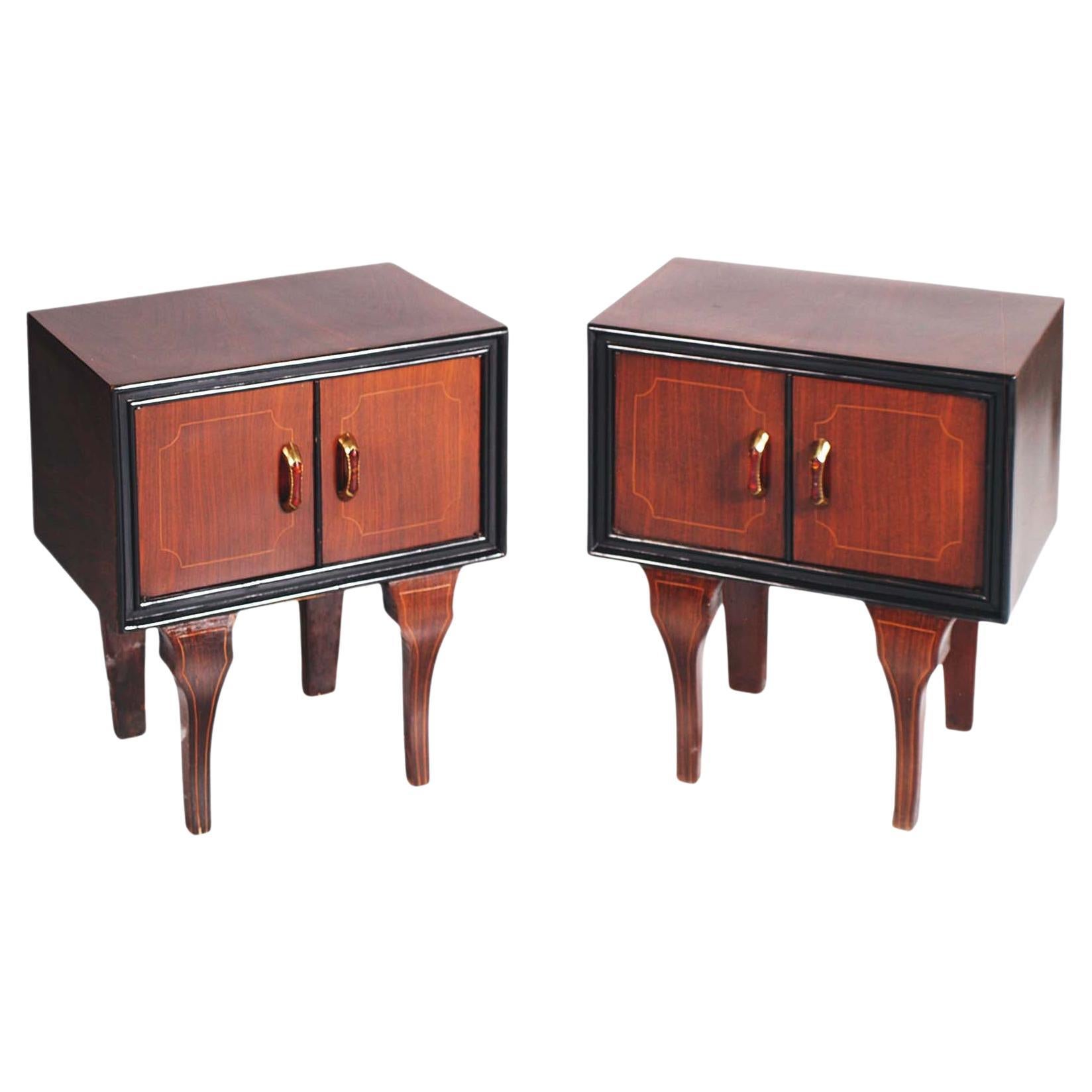 Early 20th Century Pair of Art Decò Nightstands Tables by Testolini Venice For Sale