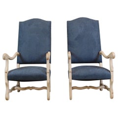 Early 20th Century Pair of Bleached Os de Mouton Armchairs
