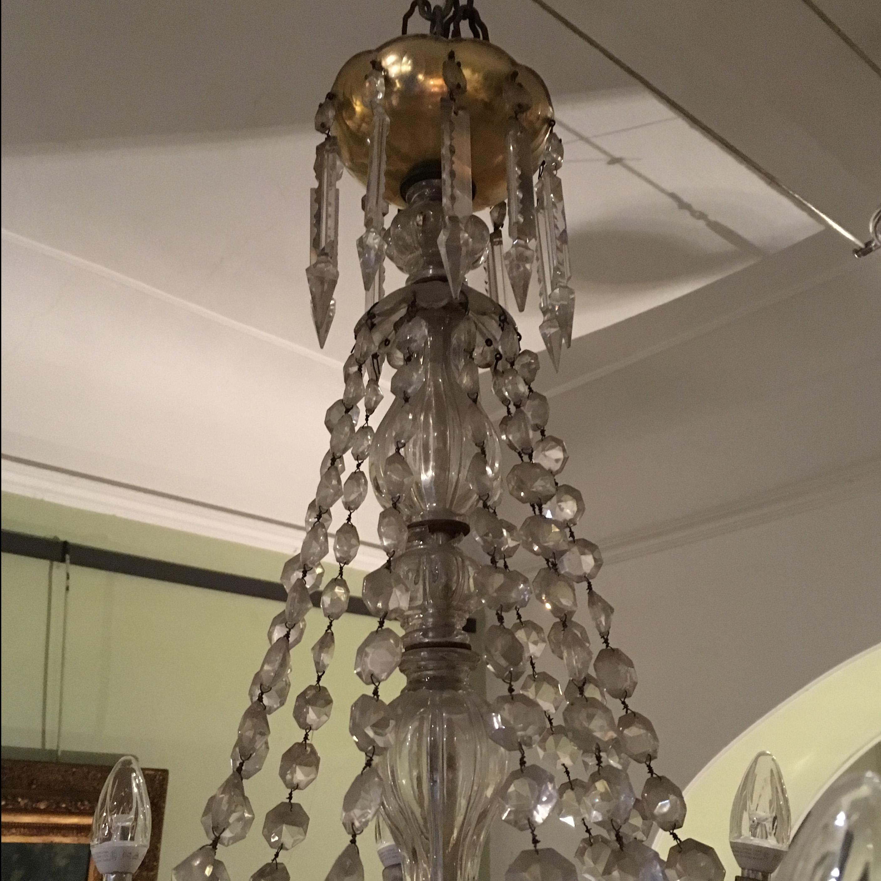 Early 20th Century Pair of Bohemian Crystal Ten-Light Chandeliers In Good Condition For Sale In Firenze, Tuscany