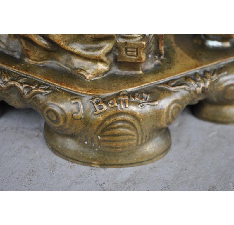 Coppia di bronzi del primo Novecento raffiguranti una giovane donna di Jean Baffier in vendita 9