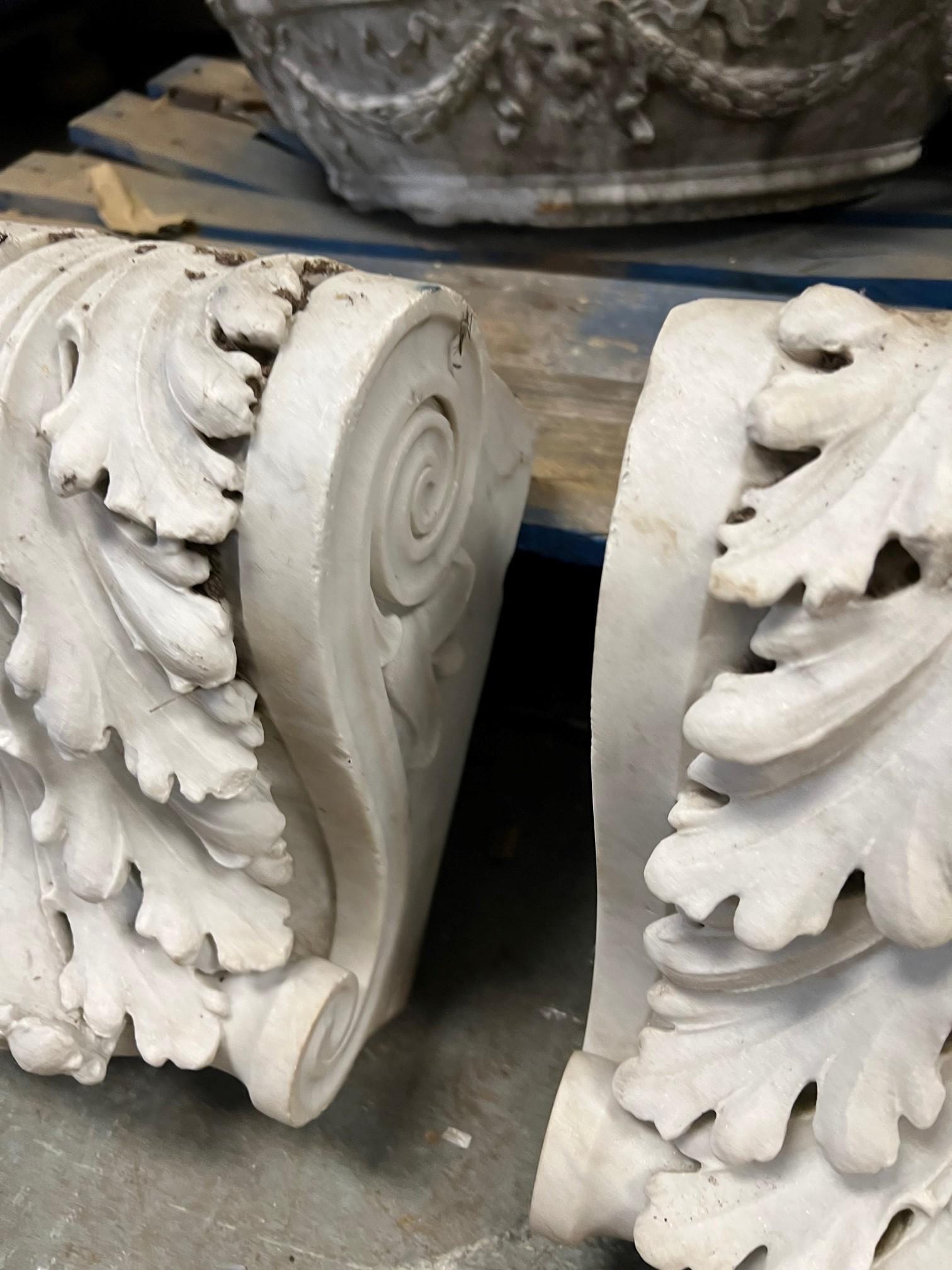Early 20th Century Pair of Carved Marble Corbels / Brackets     For Sale 6