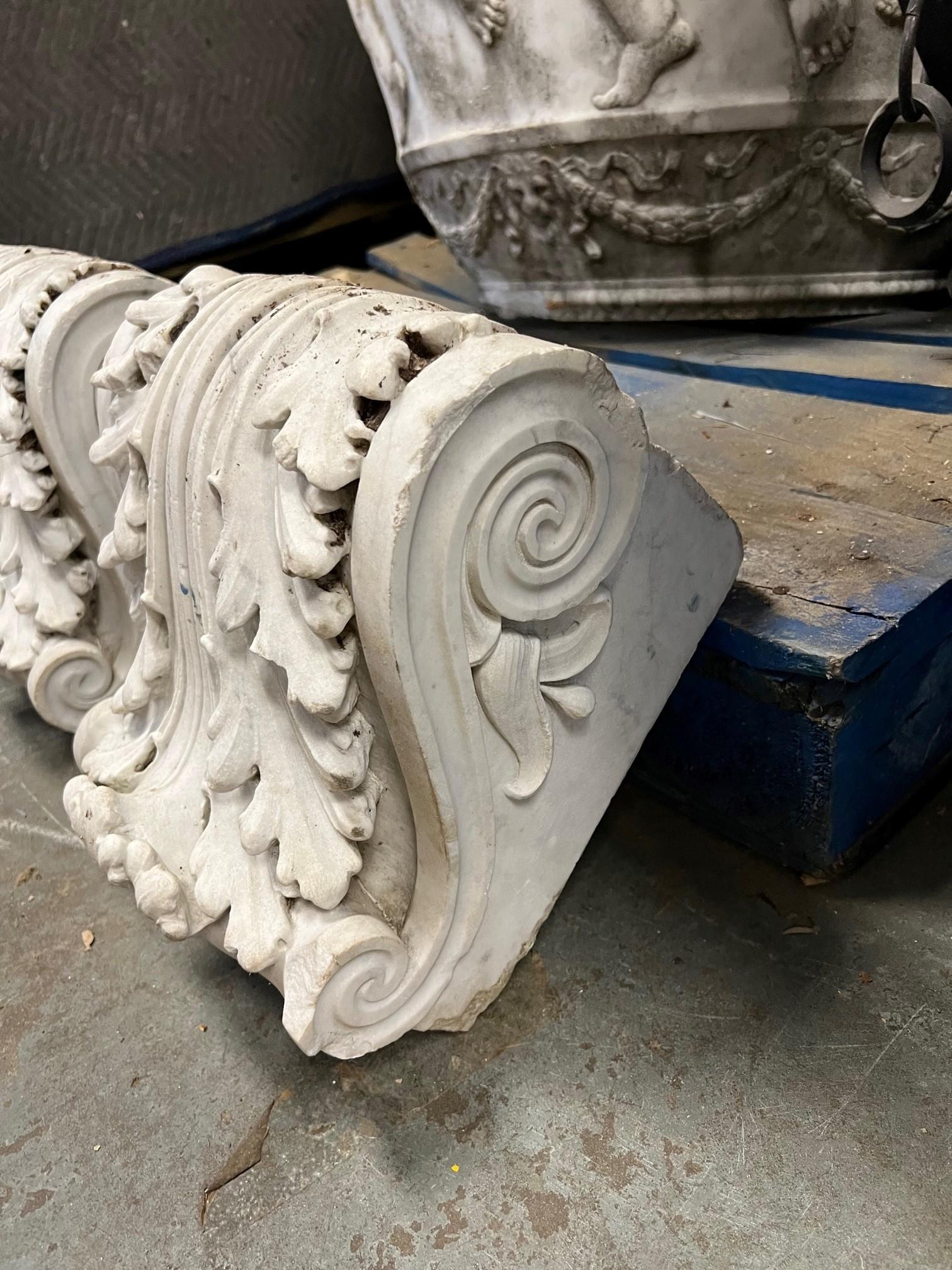 Early 20th Century Pair of Carved Marble Corbels / Brackets     For Sale 8