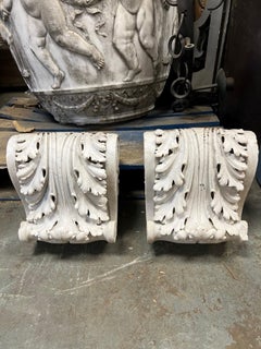 Early 20th Century Pair of Carved Marble Corbels / Brackets