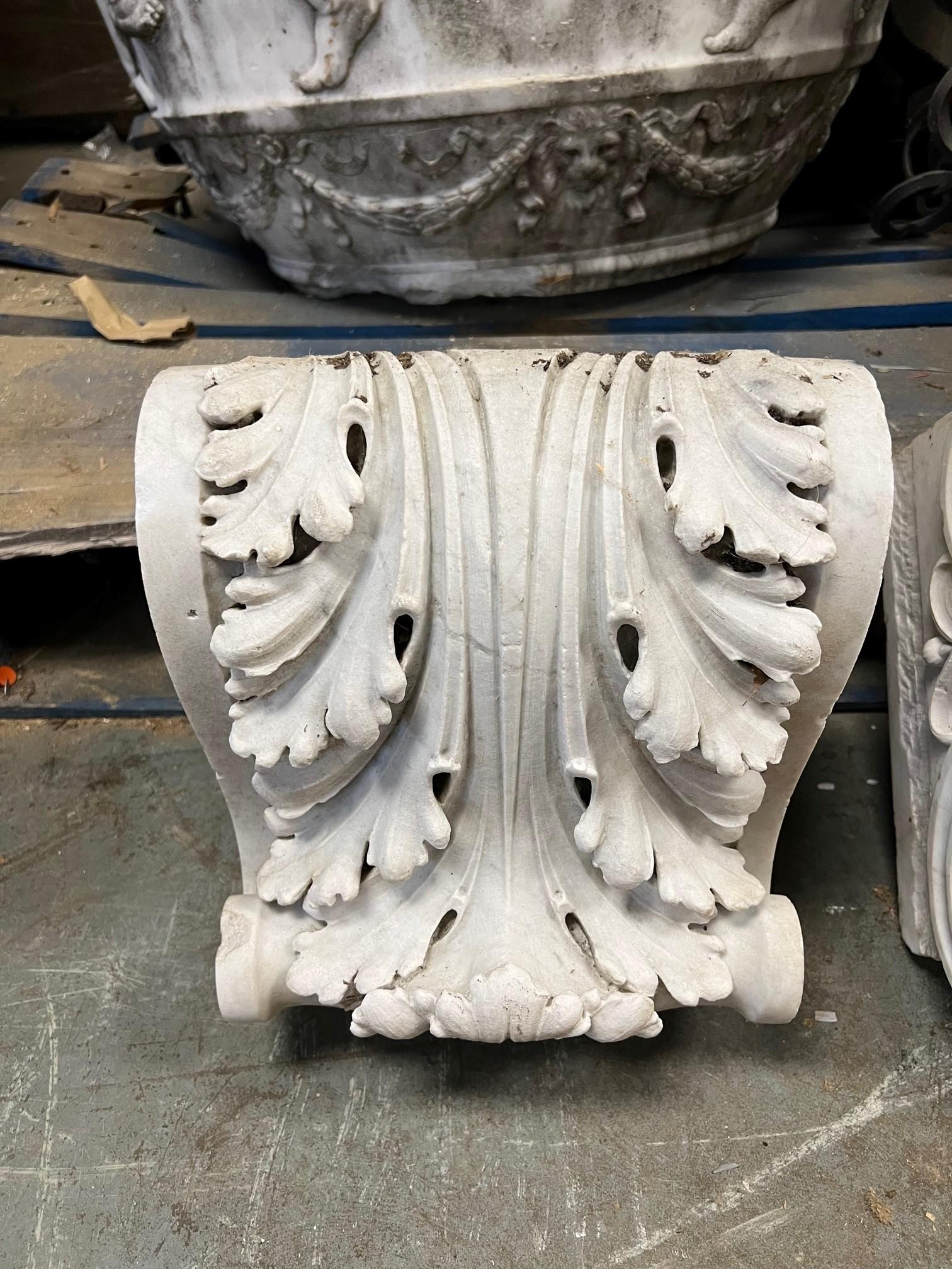 American Early 20th Century Pair of Carved Marble Corbels / Brackets     For Sale