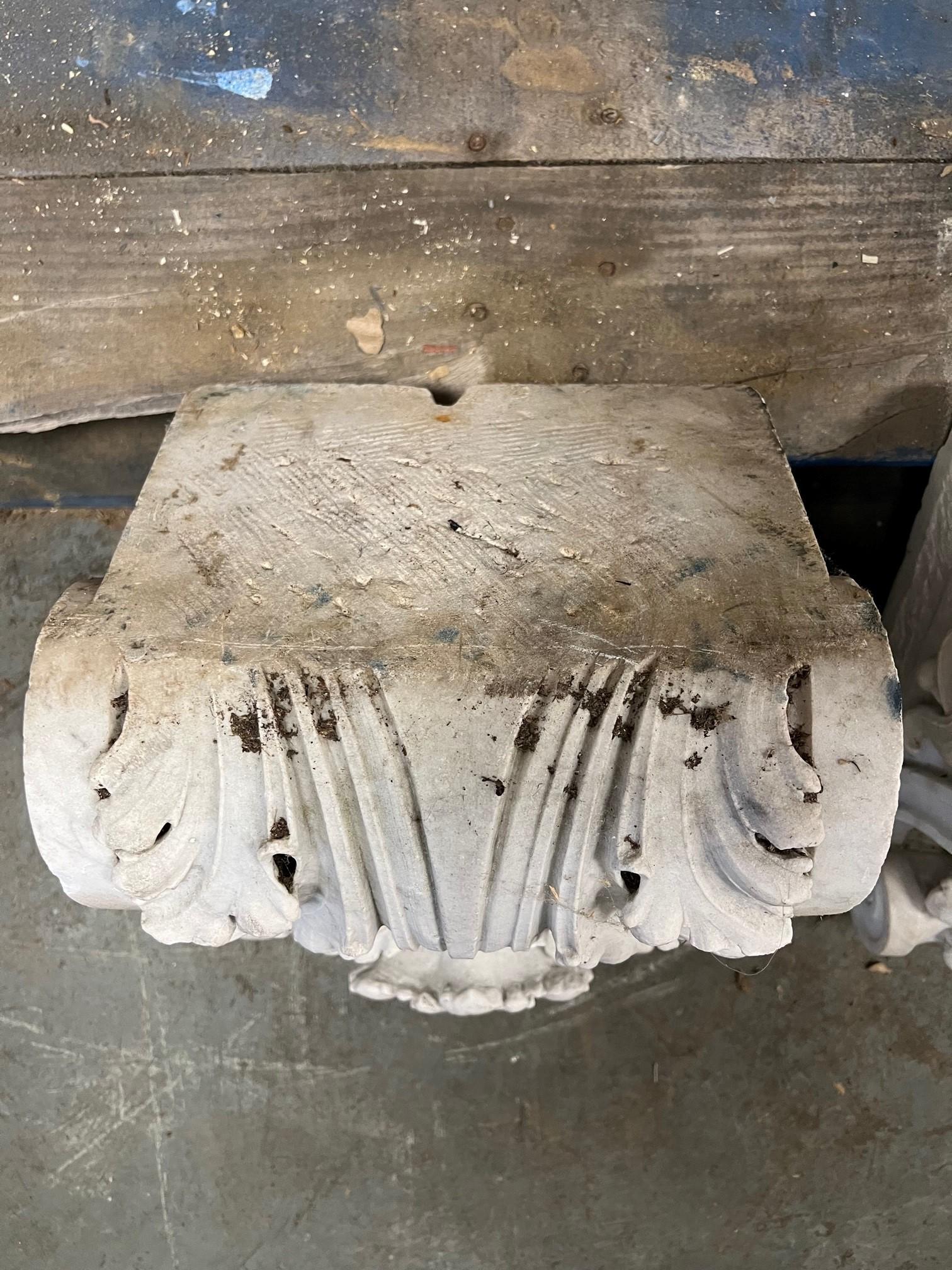 Early 20th Century Pair of Carved Marble Corbels / Brackets     For Sale 2