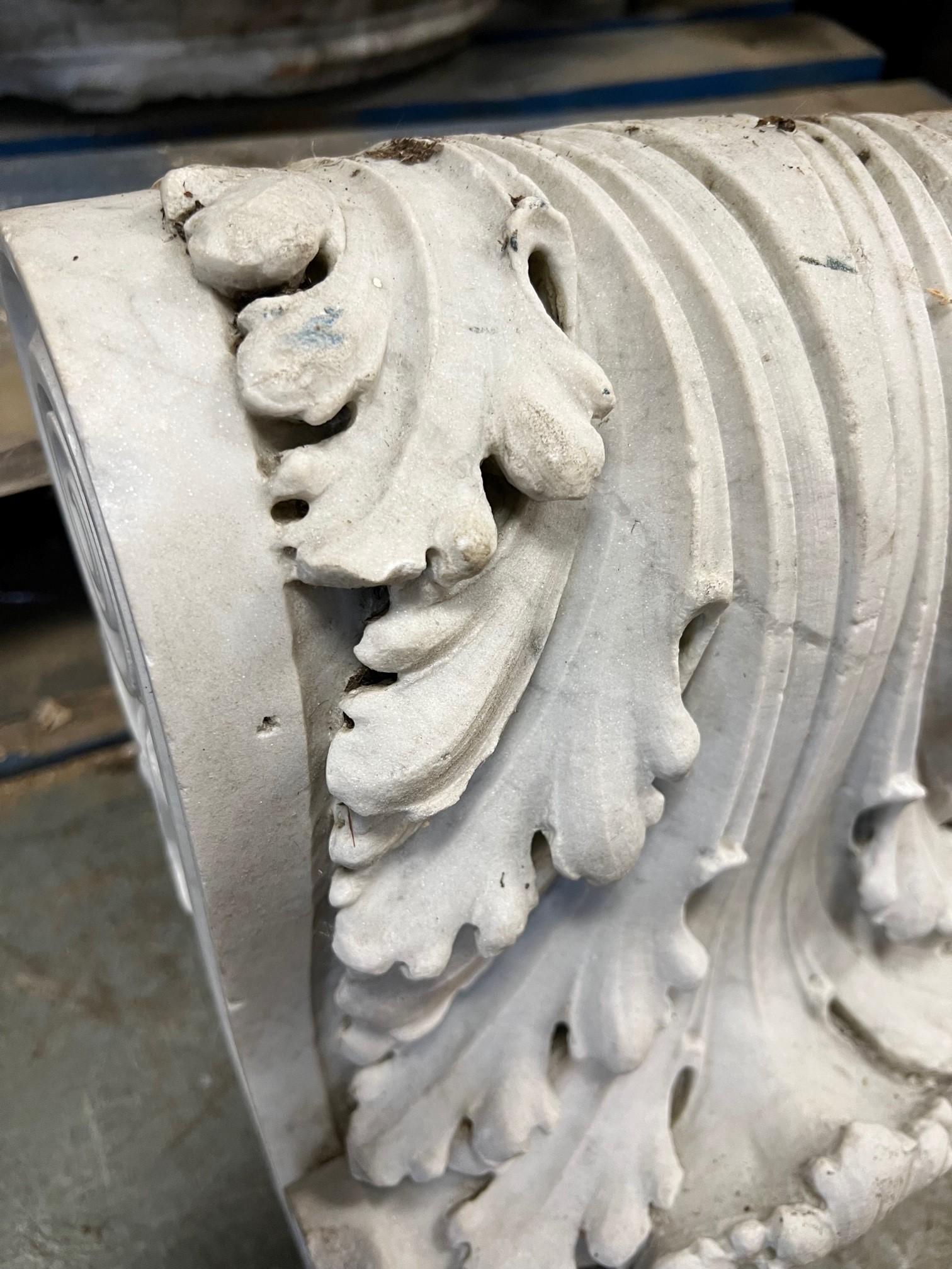 Early 20th Century Pair of Carved Marble Corbels / Brackets     For Sale 3