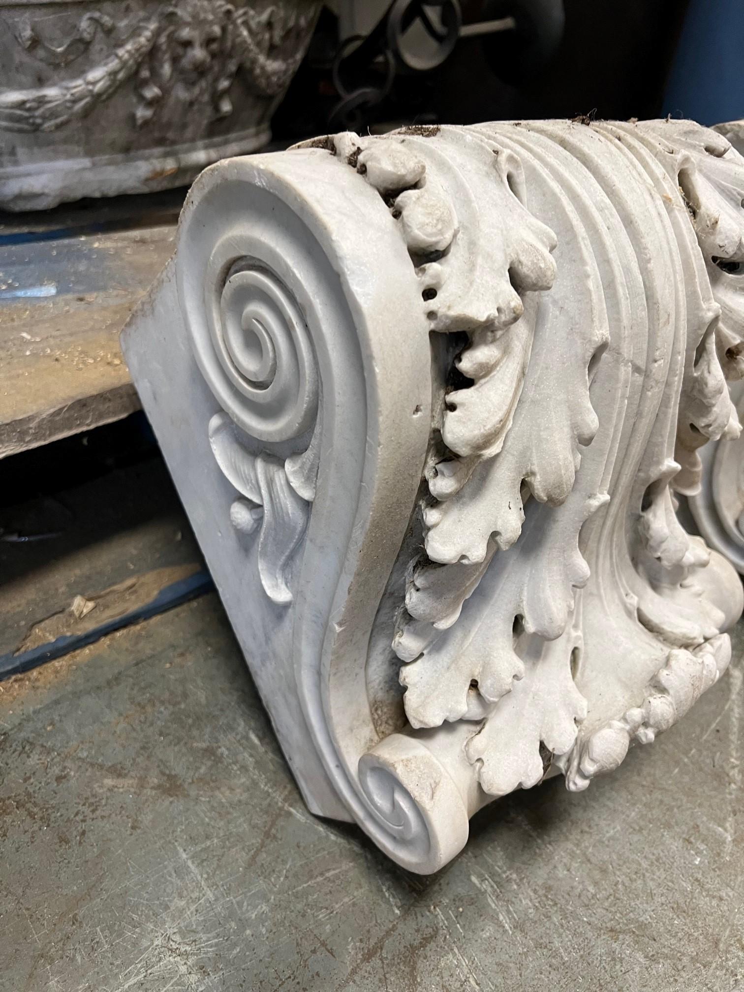 Early 20th Century Pair of Carved Marble Corbels / Brackets     For Sale 5