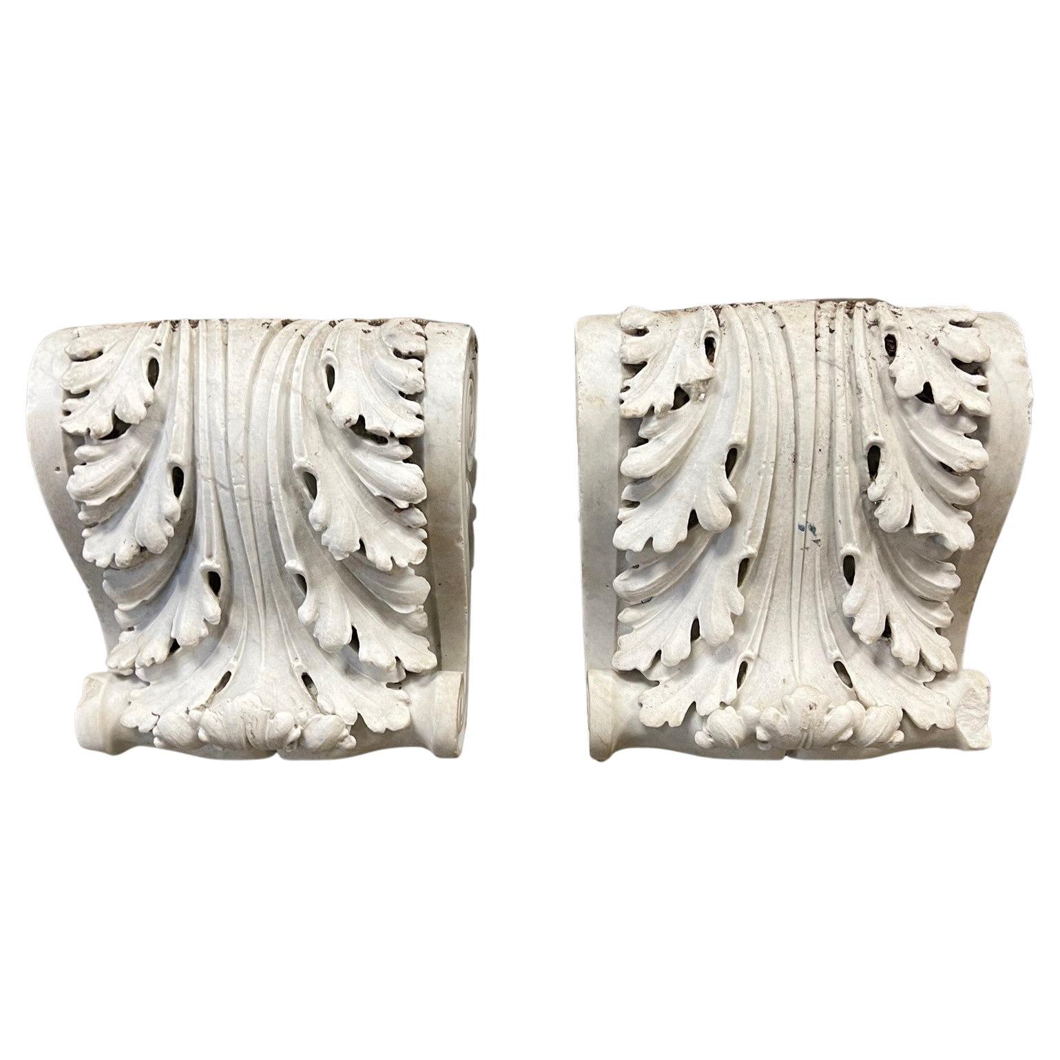 Early 20th Century Pair of Carved Marble Corbels / Brackets     For Sale