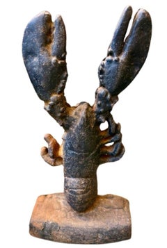 Early 20th Century Pair of Cast Iron Lobster Andirons