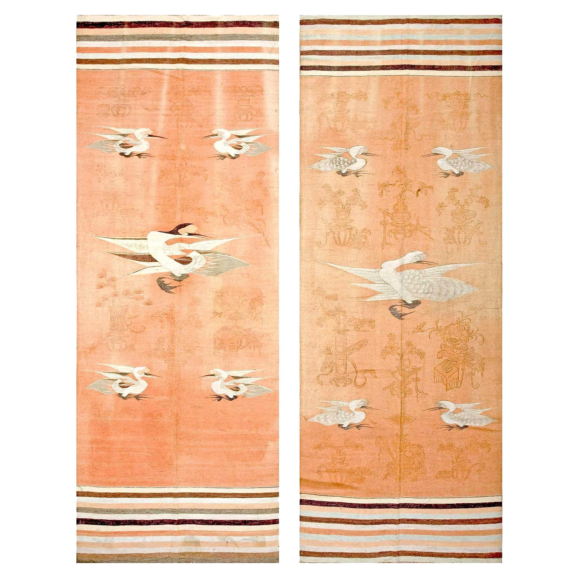 Early 20th Century Pair of Chinese Gansu Flat Weaves ( 3
10" x 10
7" - 117 -322)