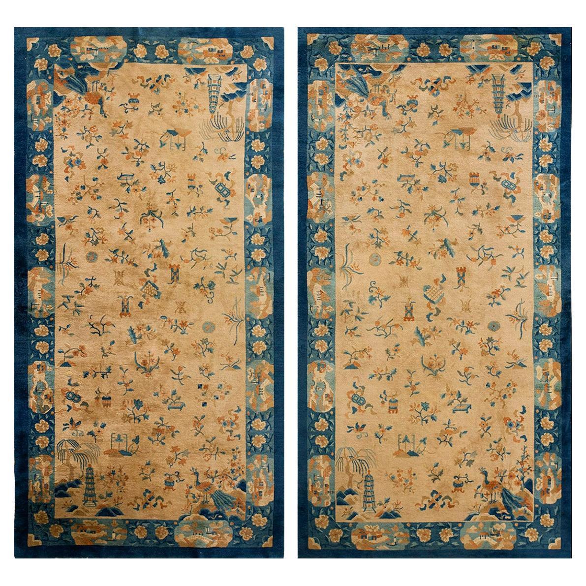 Par de alfombras chinas de galería de Pekín de principios del siglo XX ( 5'3" x 9'9" )