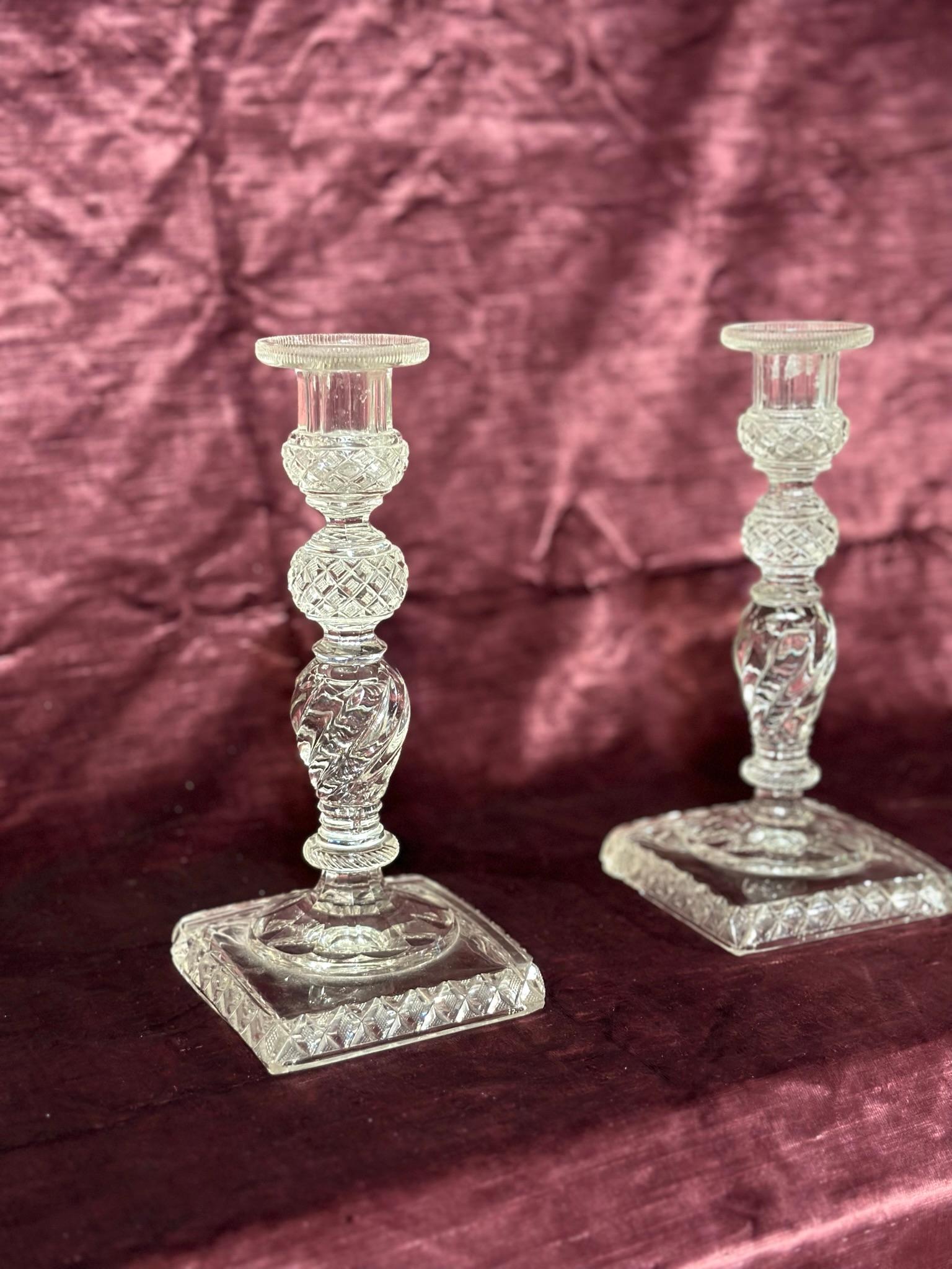 Par de candelabros de cristal de principios del siglo xx en venta 1