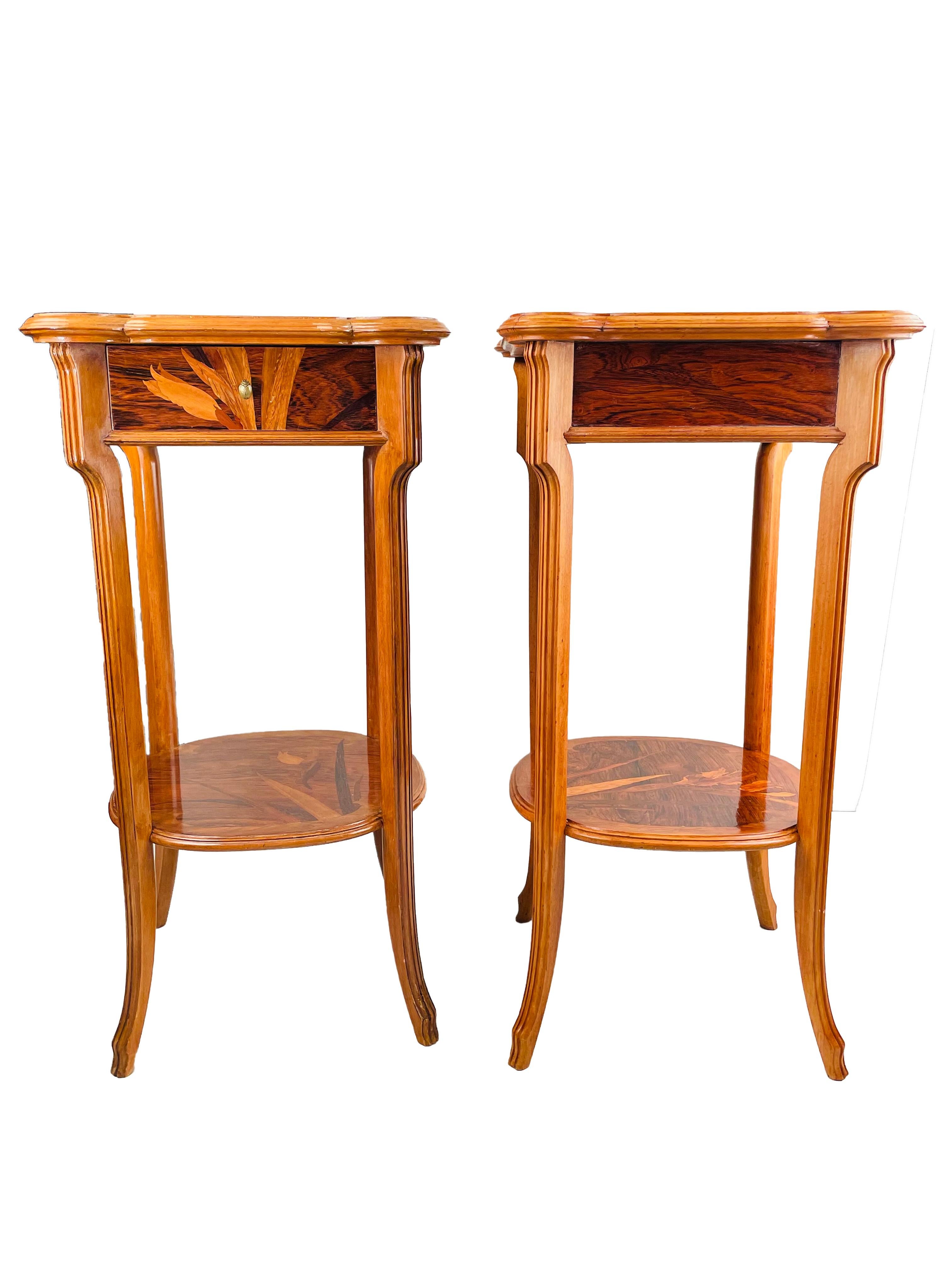 Early 20th Century Pair of French Art Nouveau Occasional Tables by, Emile Gallé 2
