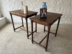 Early 20th Century Pair of French Bobbin Side Tables
