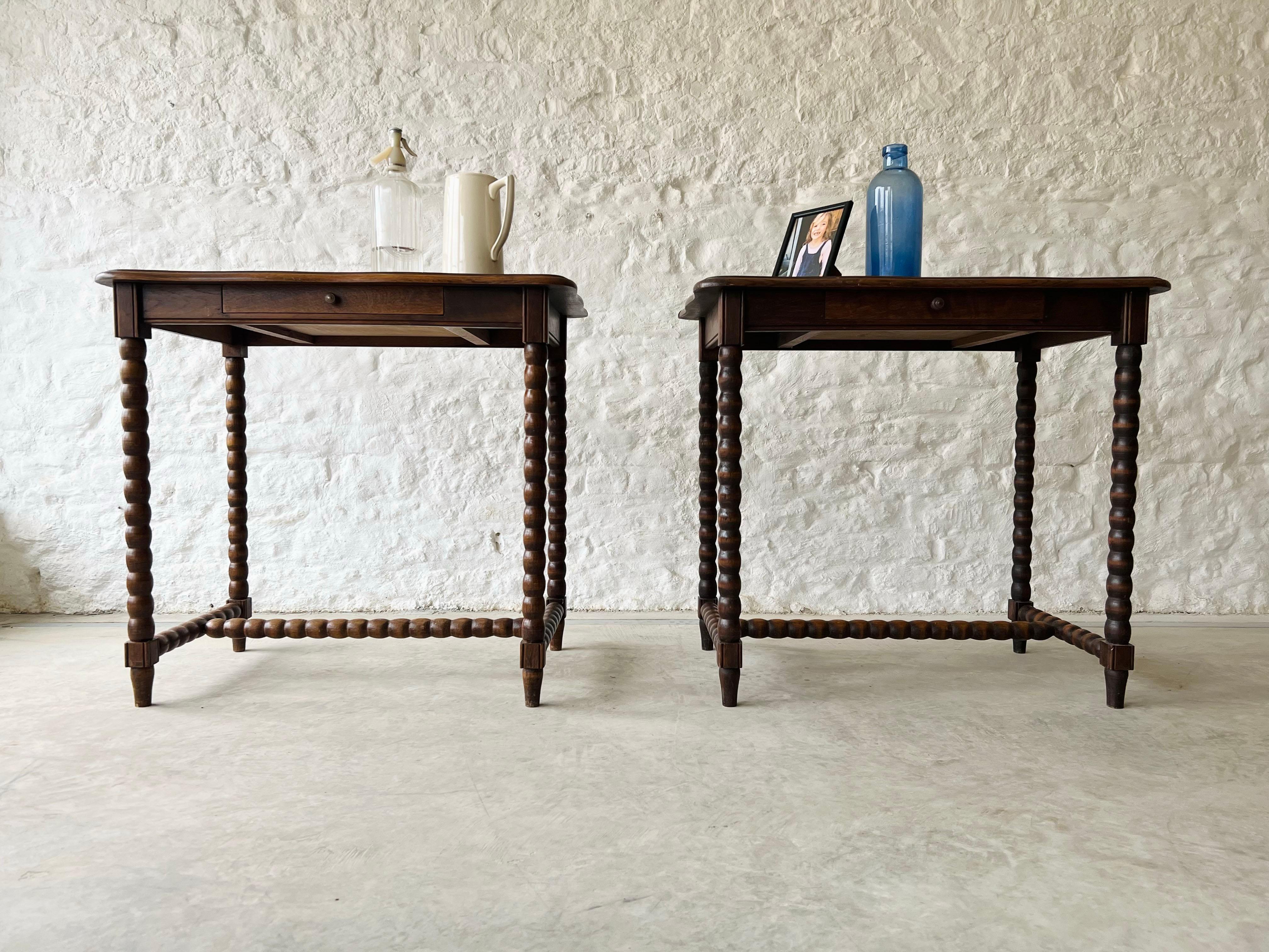 Early 20th Century Pair of French Bobbin Side Tables 2