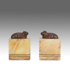 Early 20th Century Pair of French "Hippo Bookends" Circa 1900