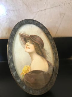 Early 20th Century Pair of French Photographies in Metal Art Nouveau Frames