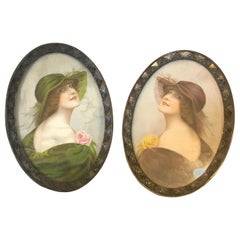 Early 20th Century Pair of French Photographies in Metal Art Nouveau Frames