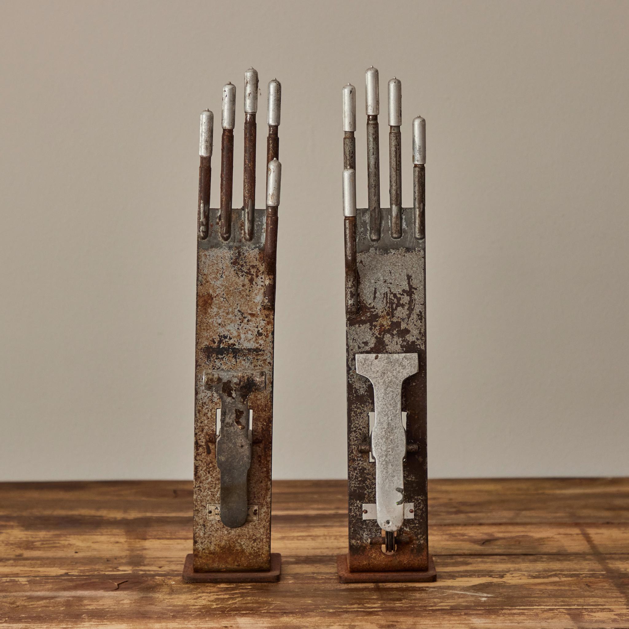 Industrial Early 20th Century Pair of Glove Molds in Metal