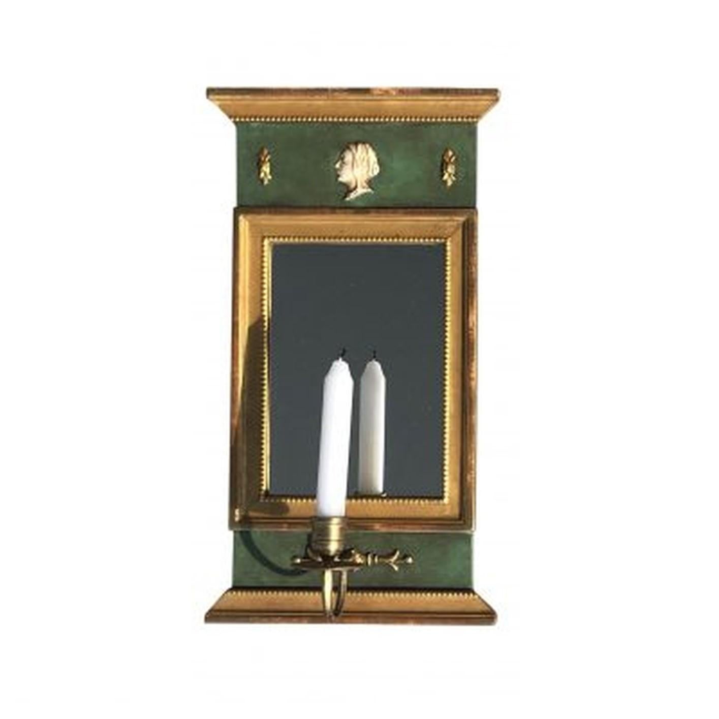 Hand-Carved 20th Century Swedish Pair of Gustavian Wood Wall Mirrors, Sconces by Kurt Ekvall
