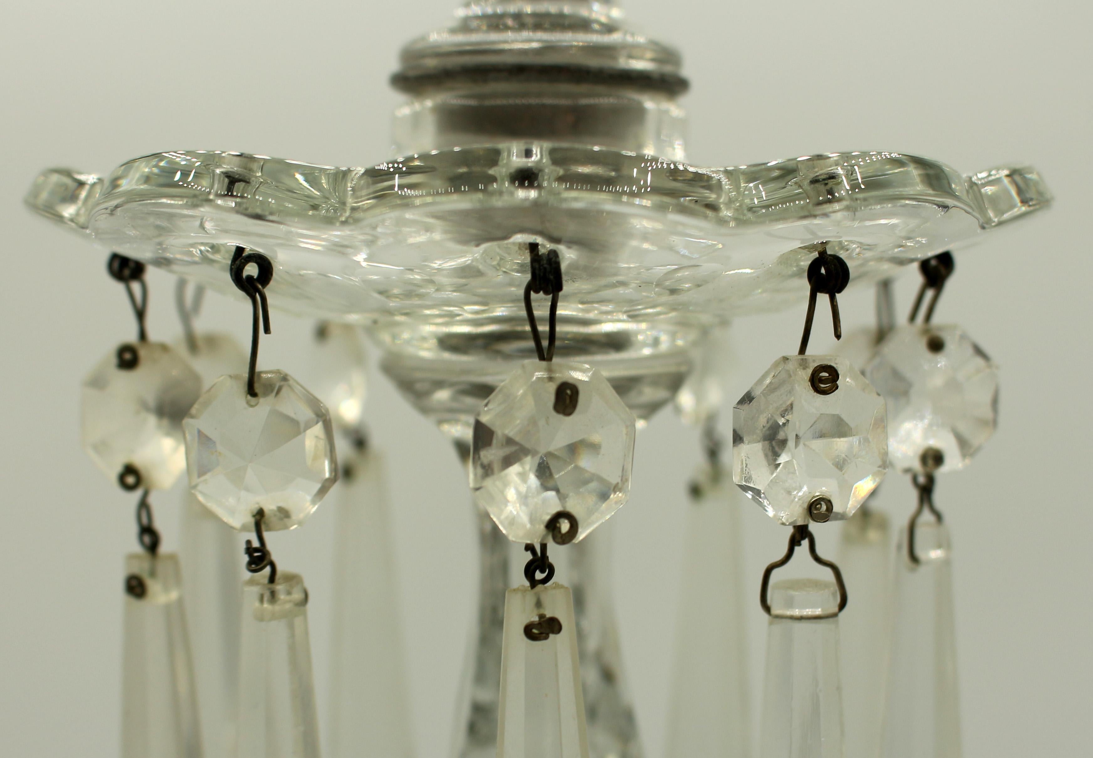 20ième siècle Paire de candélabres en verre taillé Heisey du début du 20e siècle