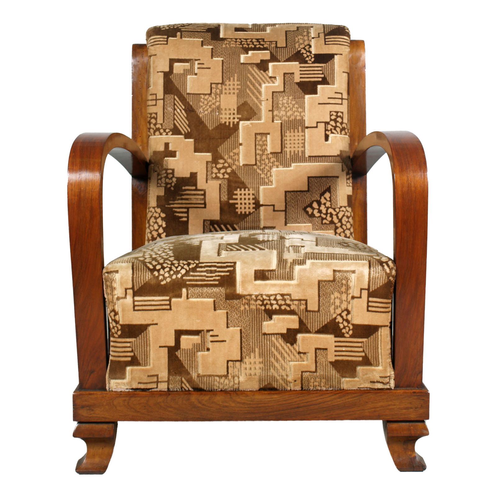 Early 20th Century, Pair Italy Art Deco Armchairs, Fortunato Depero attributet In Good Condition For Sale In Vigonza, Padua