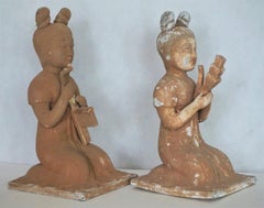 Two Japanese Handcrafted Terracotta Sculptures Indoor or Outdoor Use