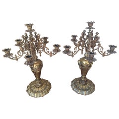 Early 20th Century, Pair of Large Antique French Bronze Candelabra